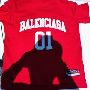 Balenciaga Red Tee with White Logo